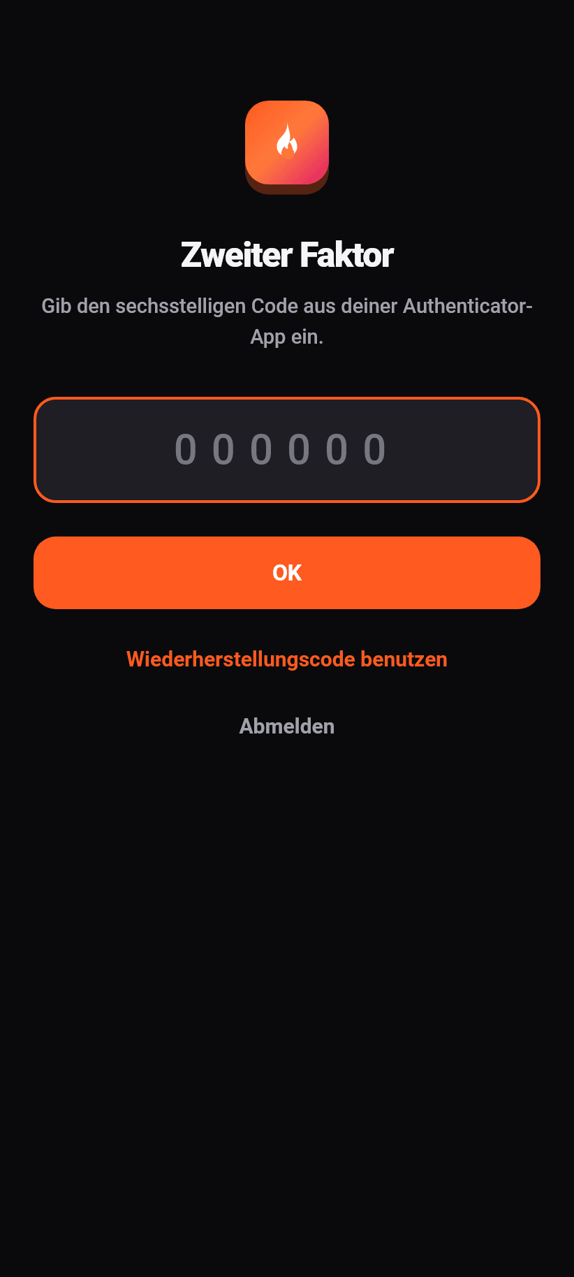 Die App im Überblick: Passwort, zweiter Faktor und Sitzungen