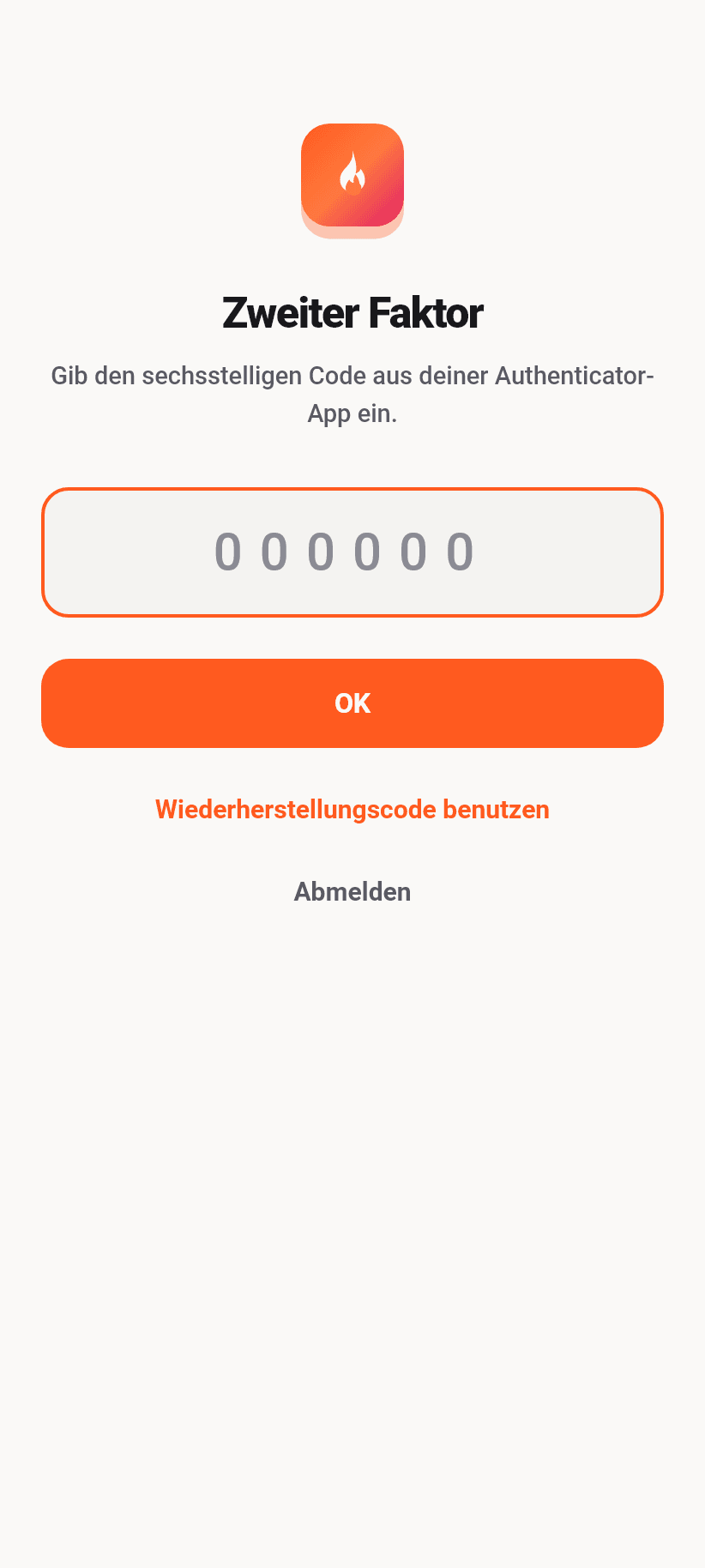 Die App im Überblick: Passwort, zweiter Faktor und Sitzungen