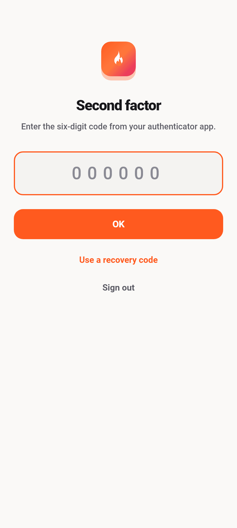 The app at a glance: Password, second factor and sessions
