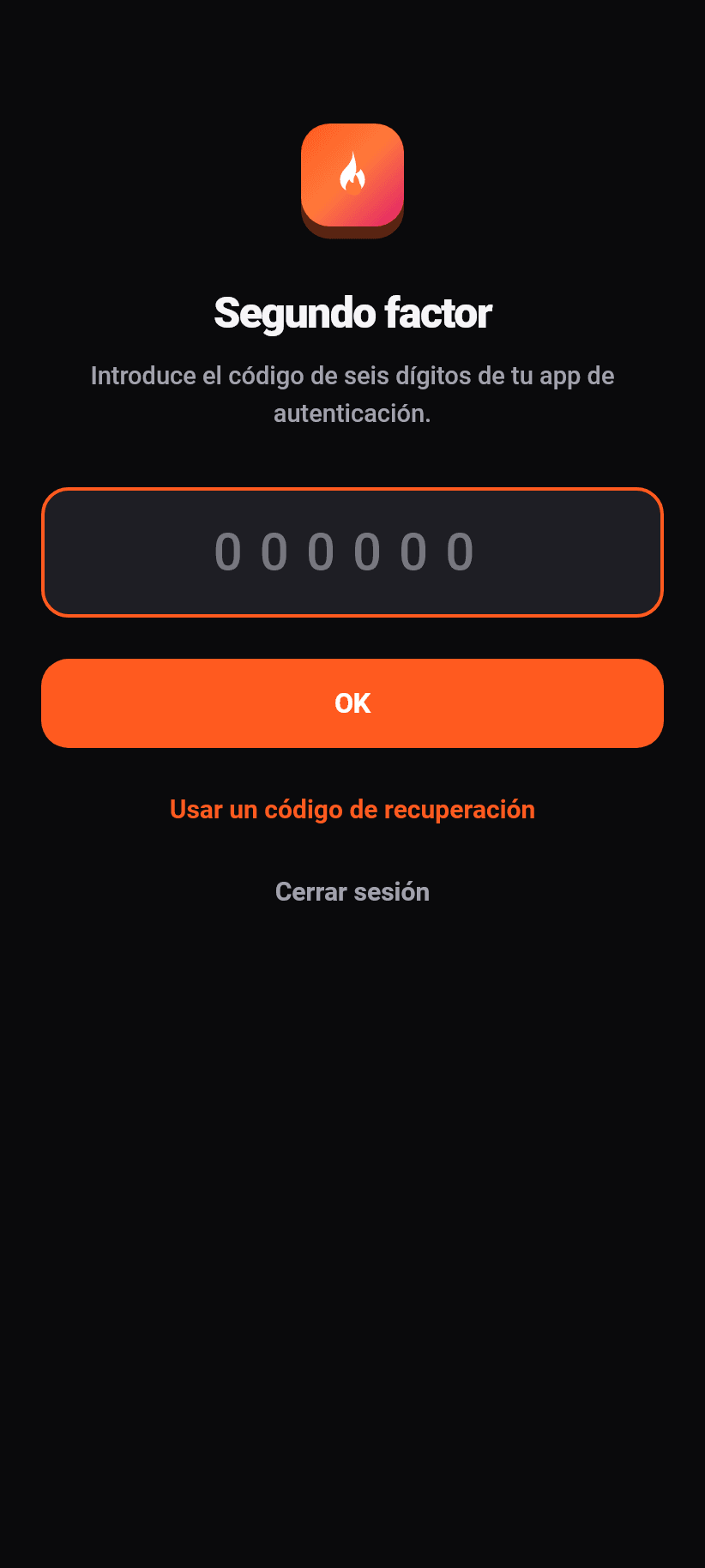 La aplicación de un vistazo: Contraseña, segundo factor y sesiones