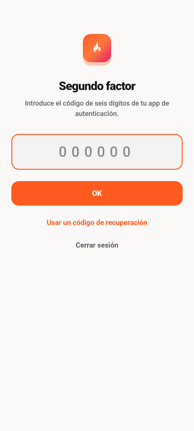 La aplicación de un vistazo: Contraseña, segundo factor y sesiones