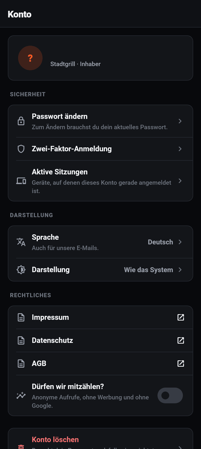 Die App im Überblick: Sprache und Darstellung