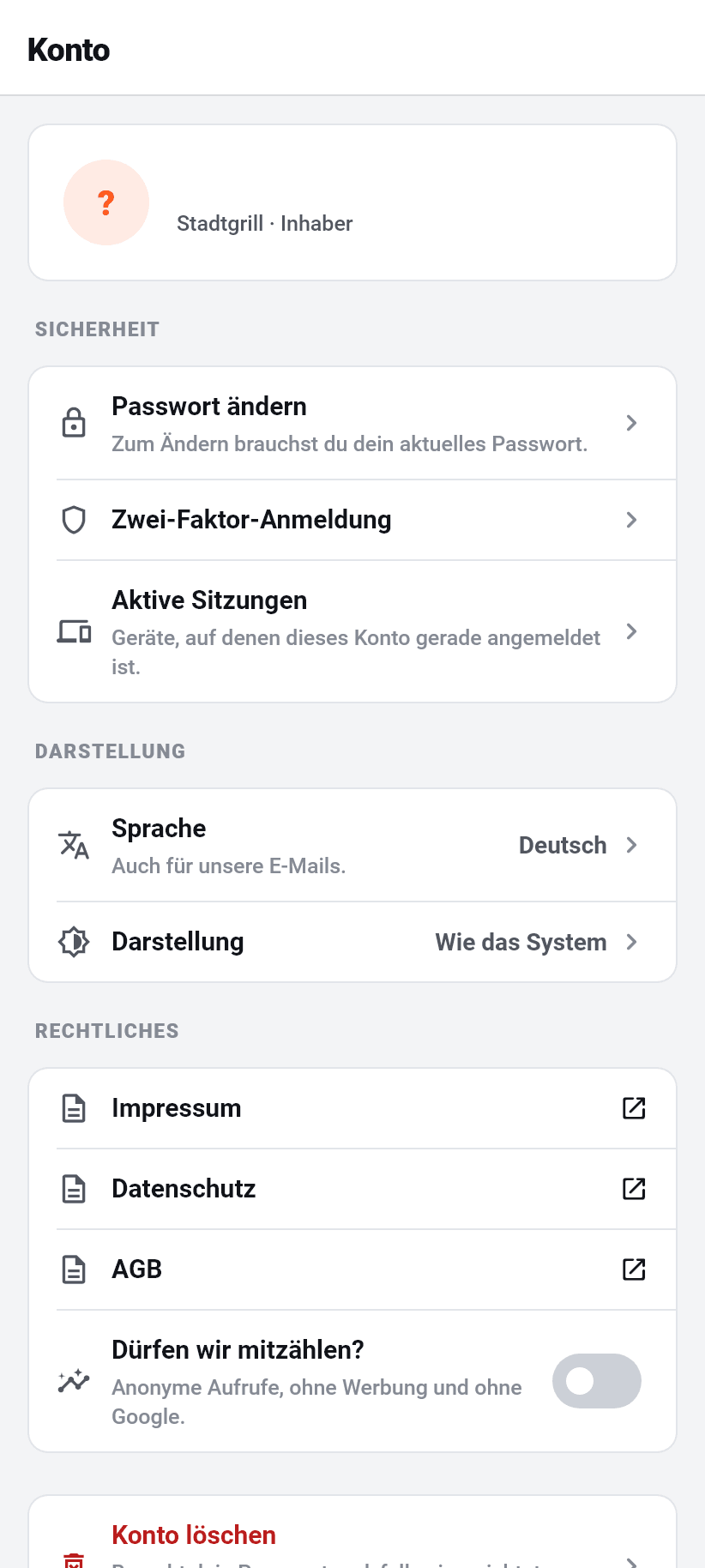 Die App im Überblick: Sprache und Darstellung