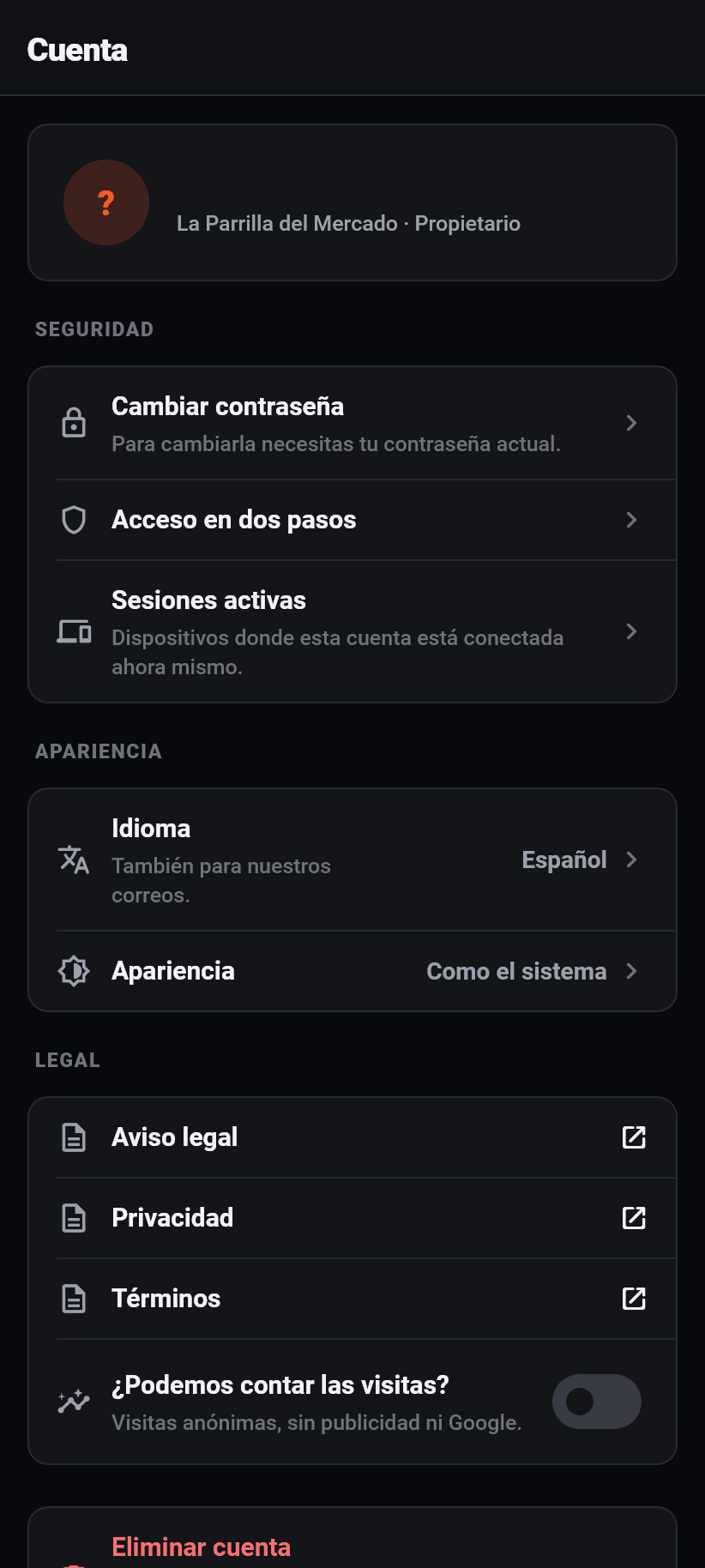 La aplicación de un vistazo: Idioma y apariencia
