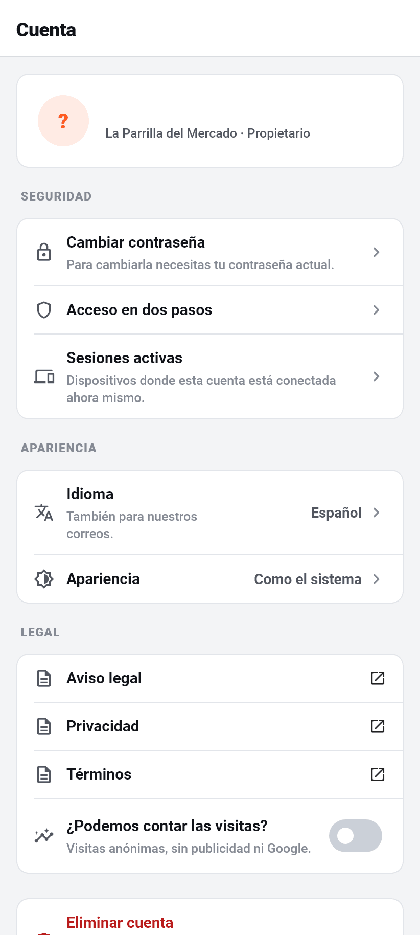 La aplicación de un vistazo: Idioma y apariencia