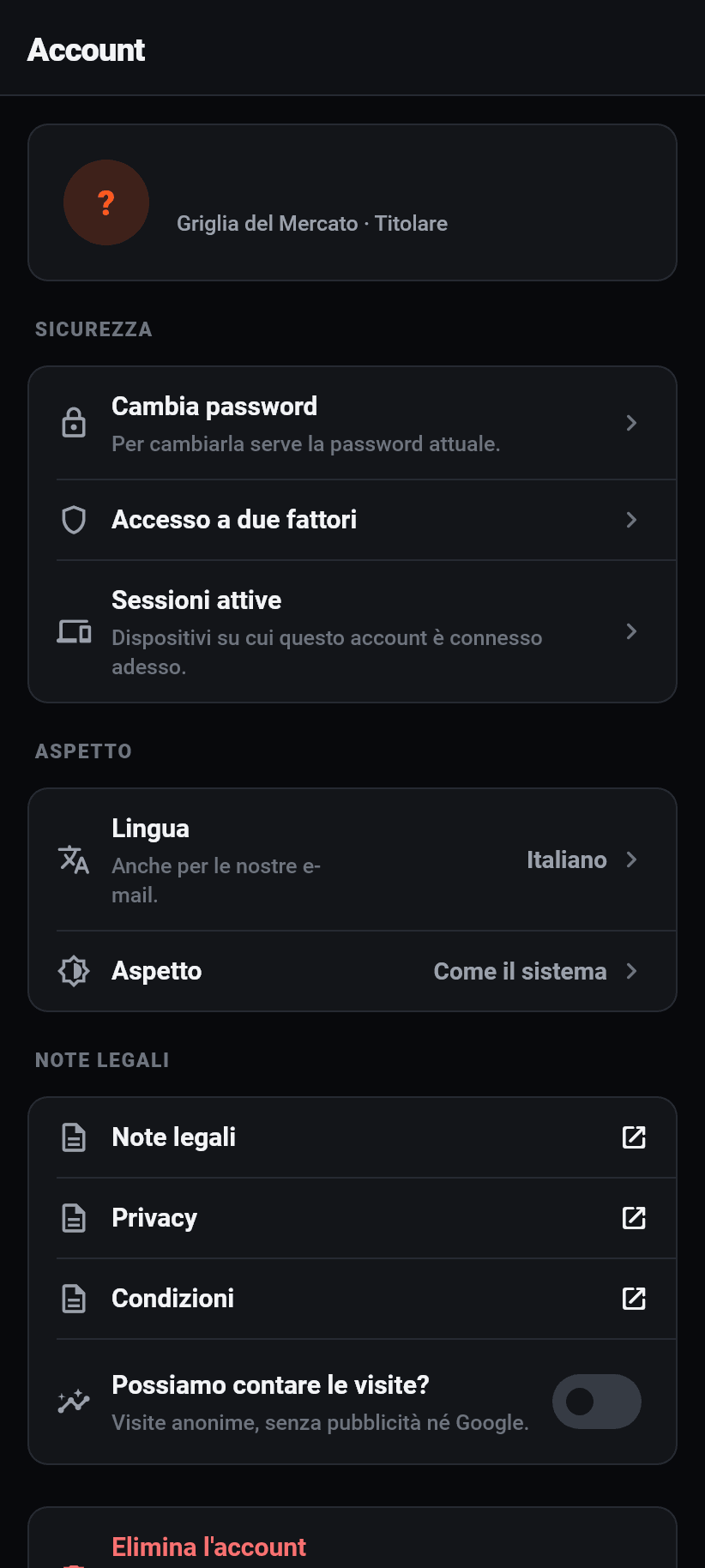 L'applicazione in breve: Lingua e aspetto