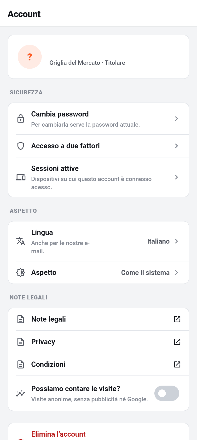 L'applicazione in breve: Lingua e aspetto