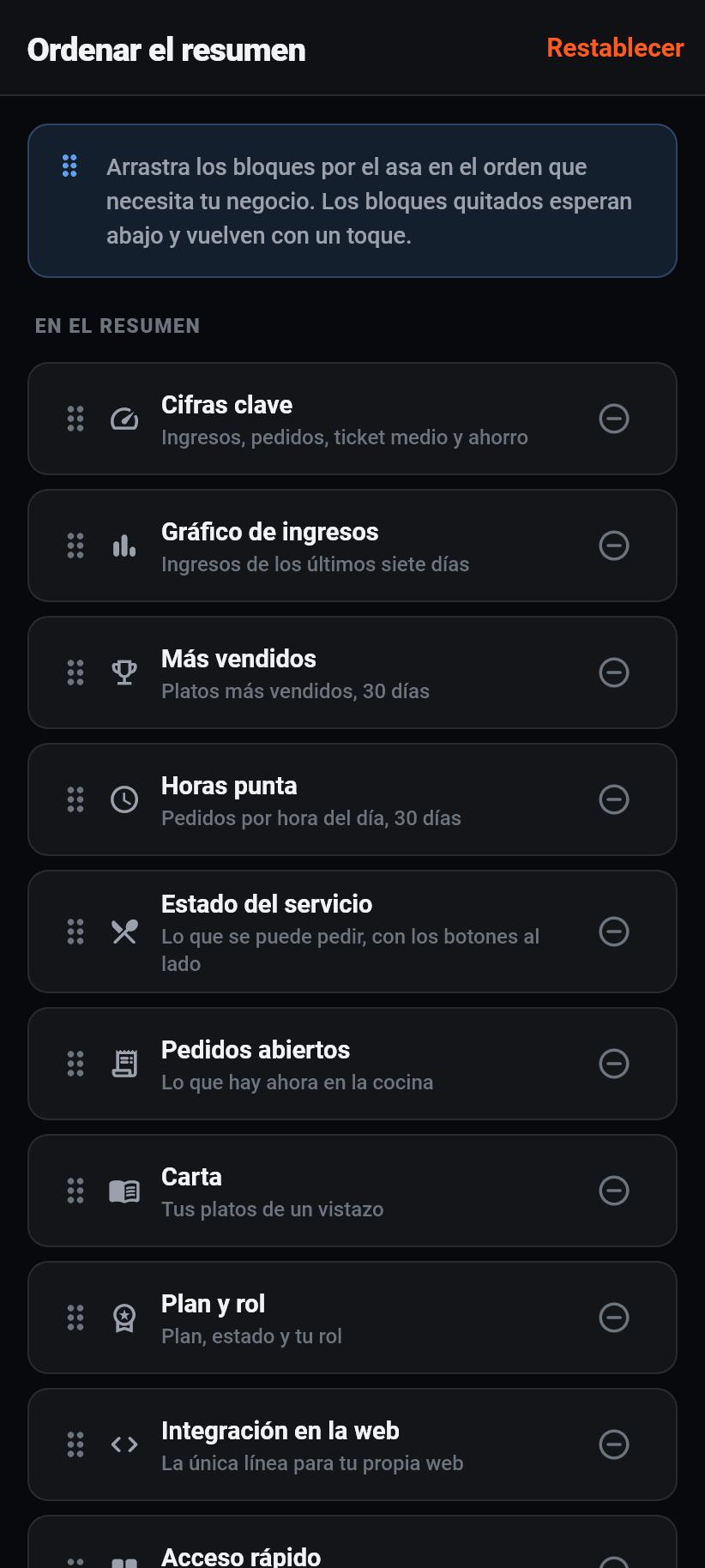 La aplicación para el negocio: Ordenar el resumen