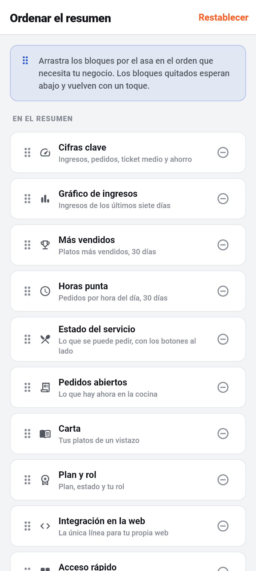 La aplicación para el negocio: Ordenar el resumen