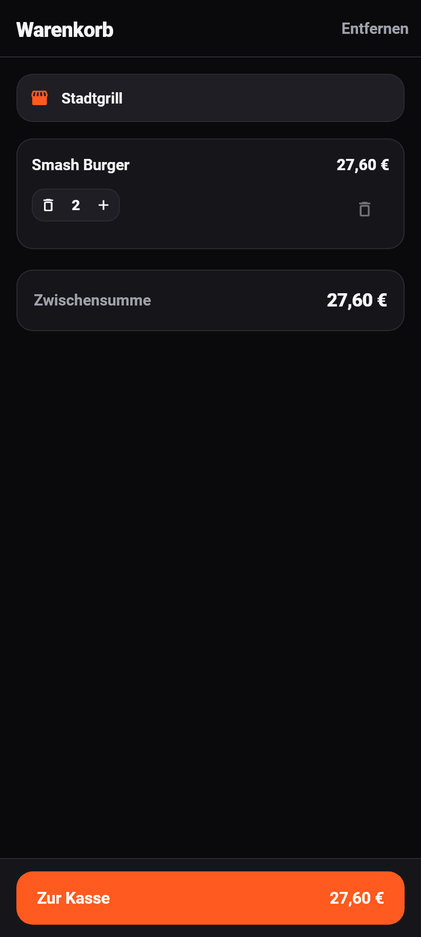 Die App für Gäste: Der Warenkorb