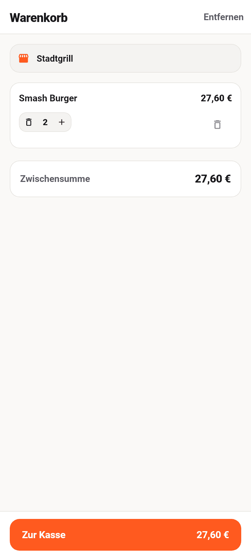 Die App für Gäste: Der Warenkorb