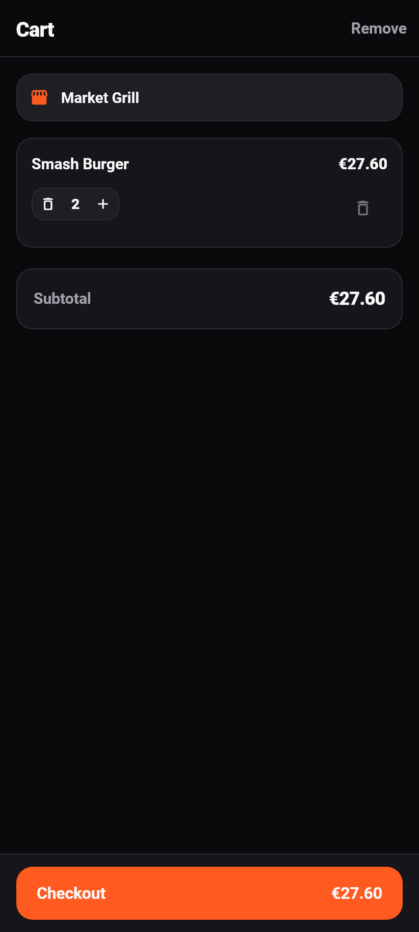 The app for guests: The basket