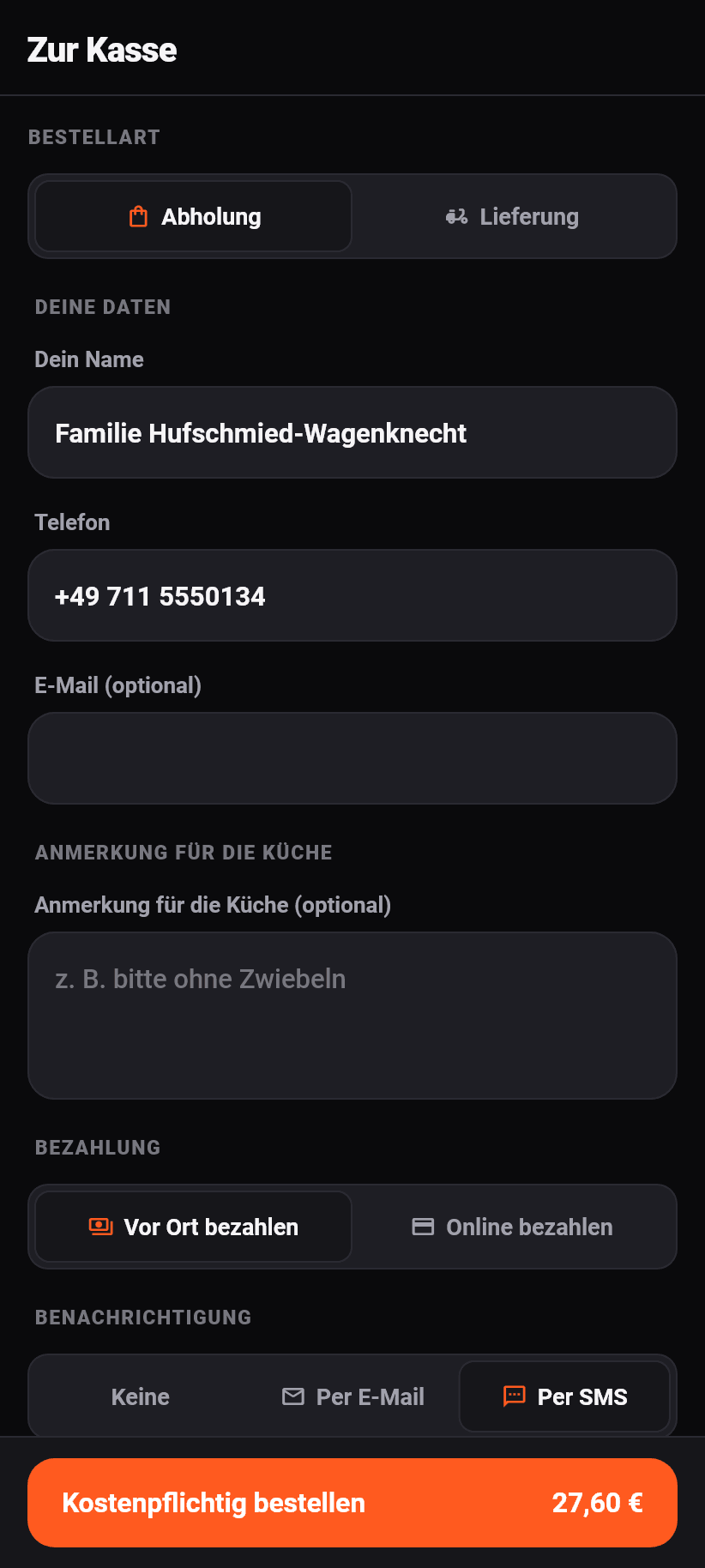 Die App für Gäste: Die Kasse