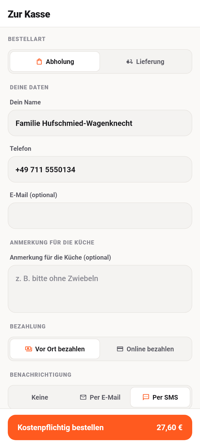 Die App für Gäste: Die Kasse
