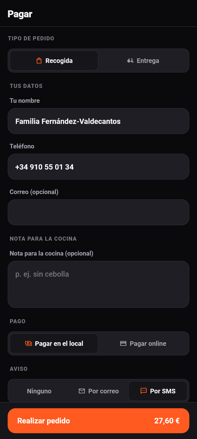 La aplicación para clientes: La caja