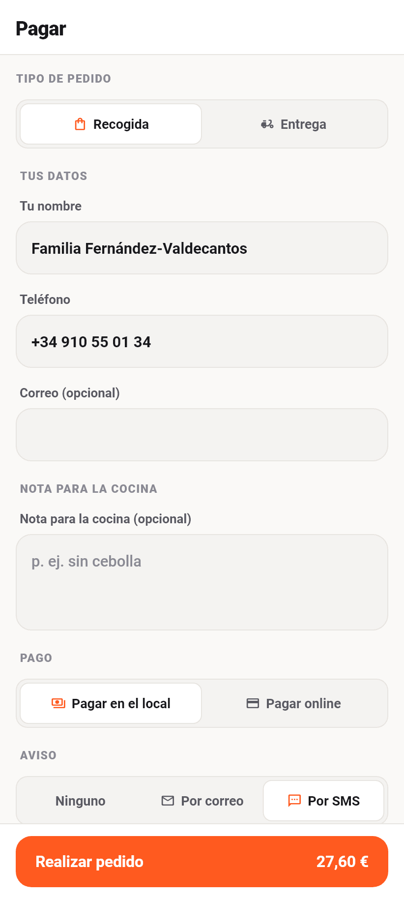 La aplicación para clientes: La caja