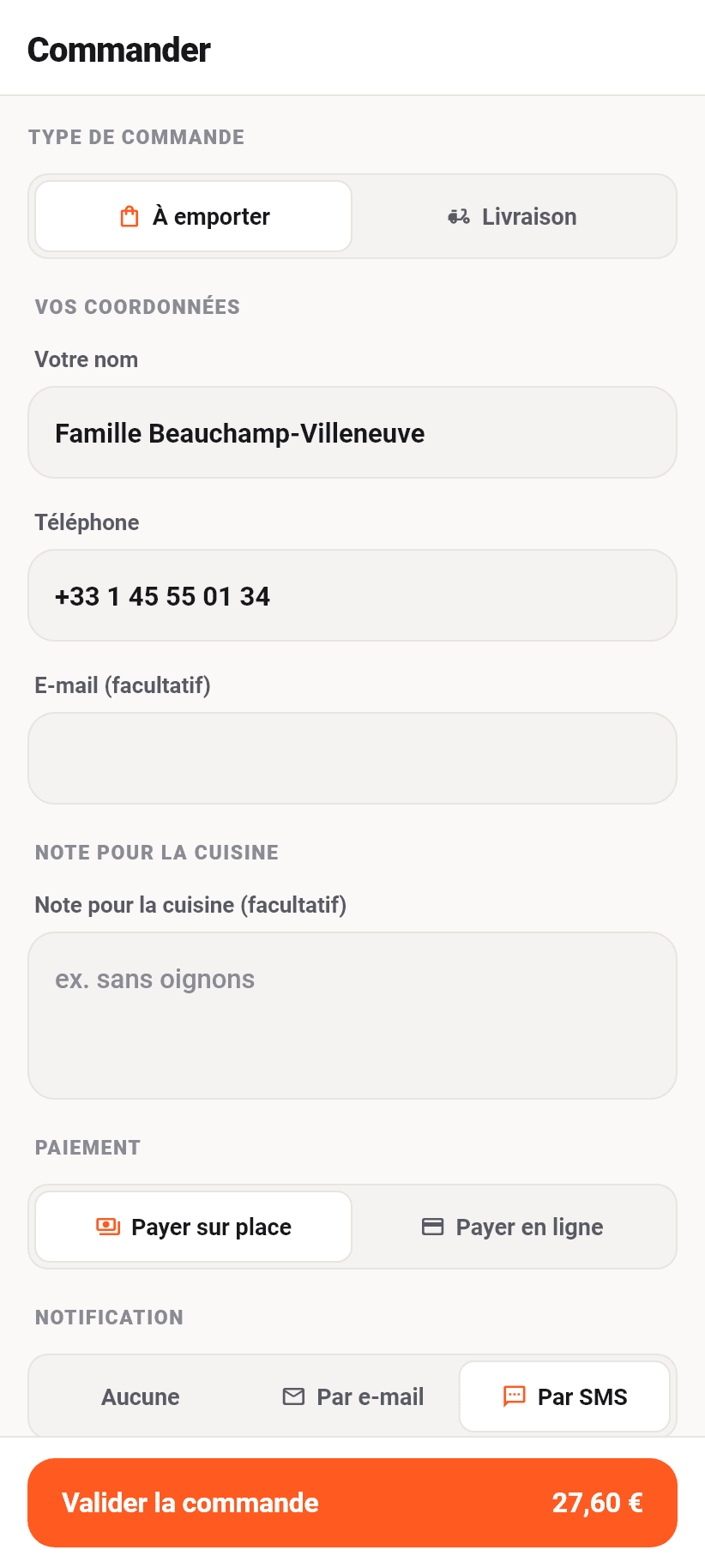 L'application pour les clients: La caisse