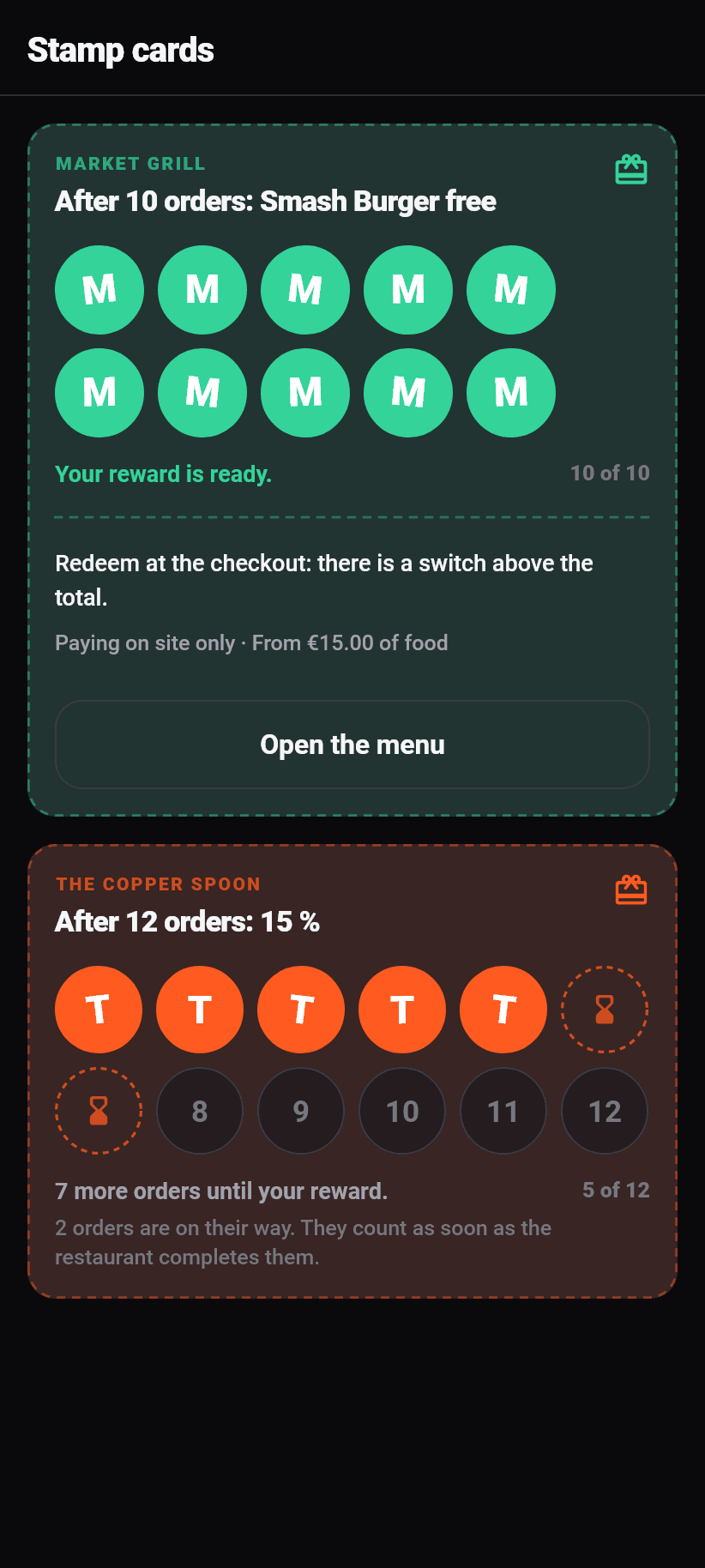 The app for guests: Loyalty cards