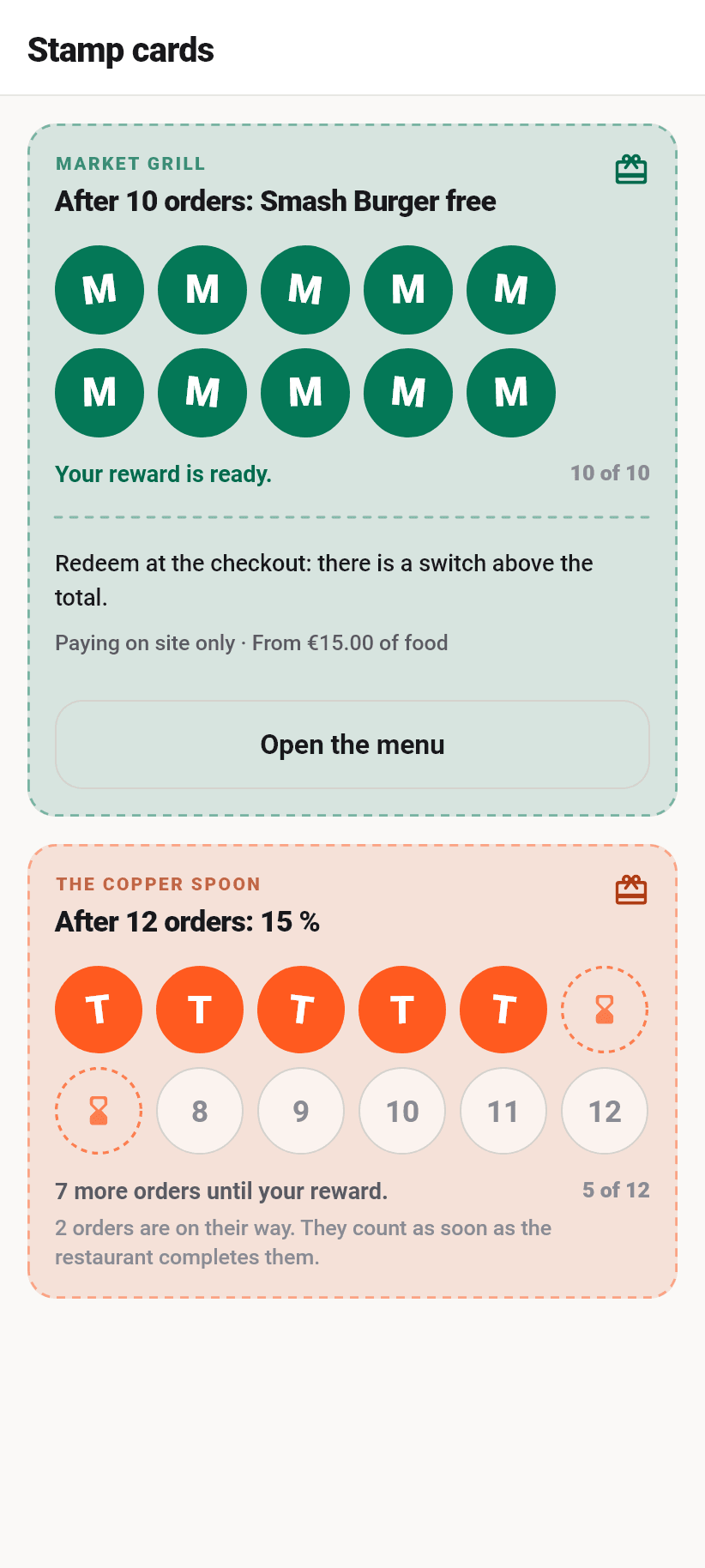 The app for guests: Loyalty cards