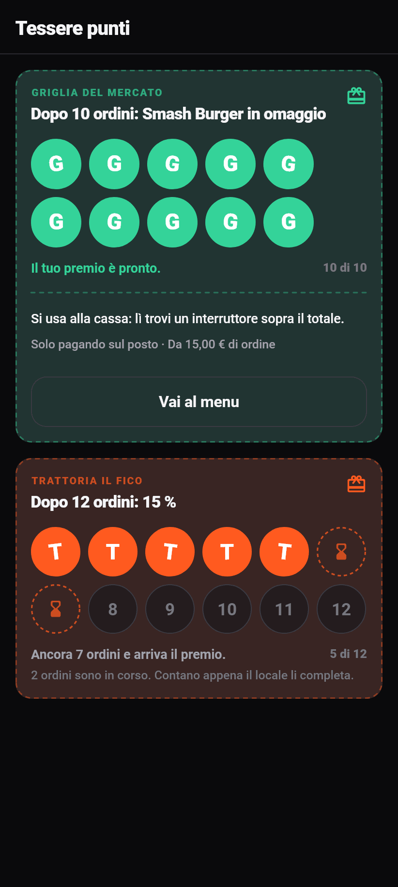 L'applicazione per i clienti: Tessere punti
