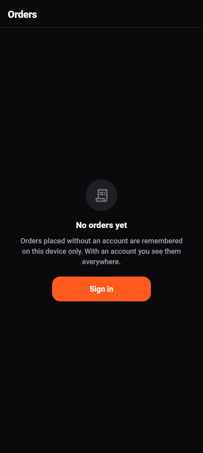 The app for guests: My orders