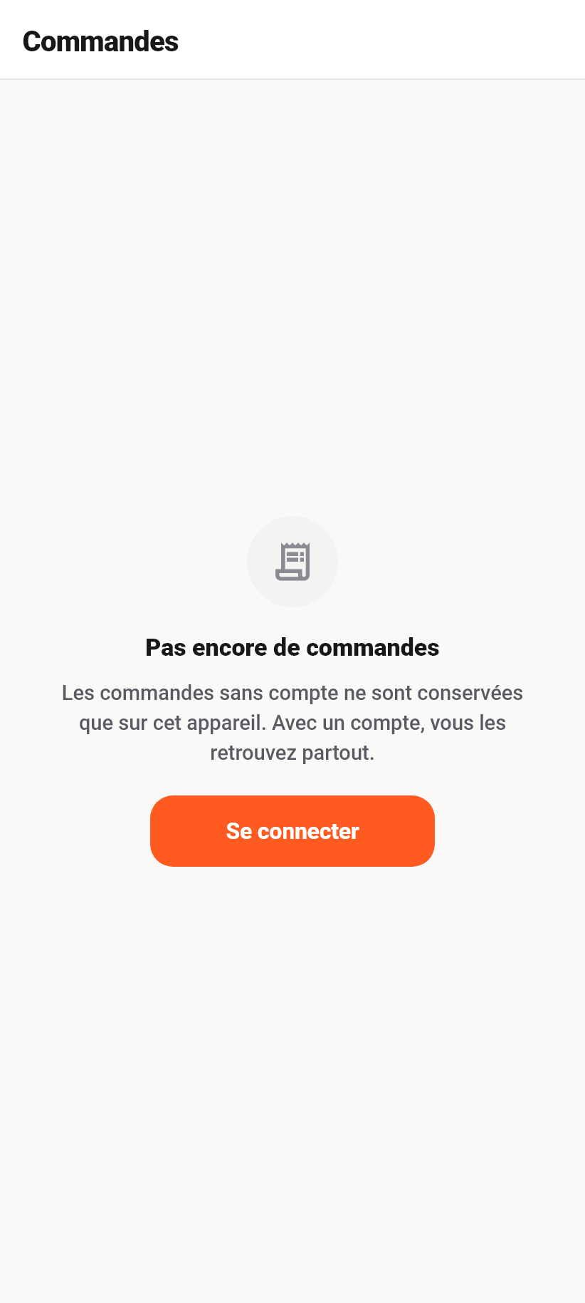 L'application pour les clients: Mes commandes