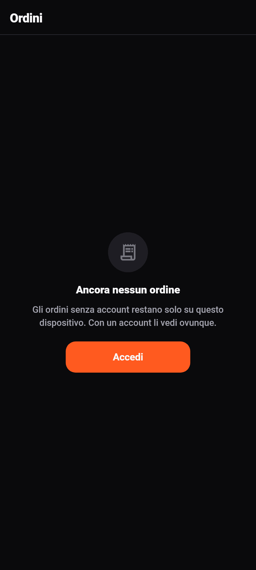 L'applicazione per i clienti: I miei ordini