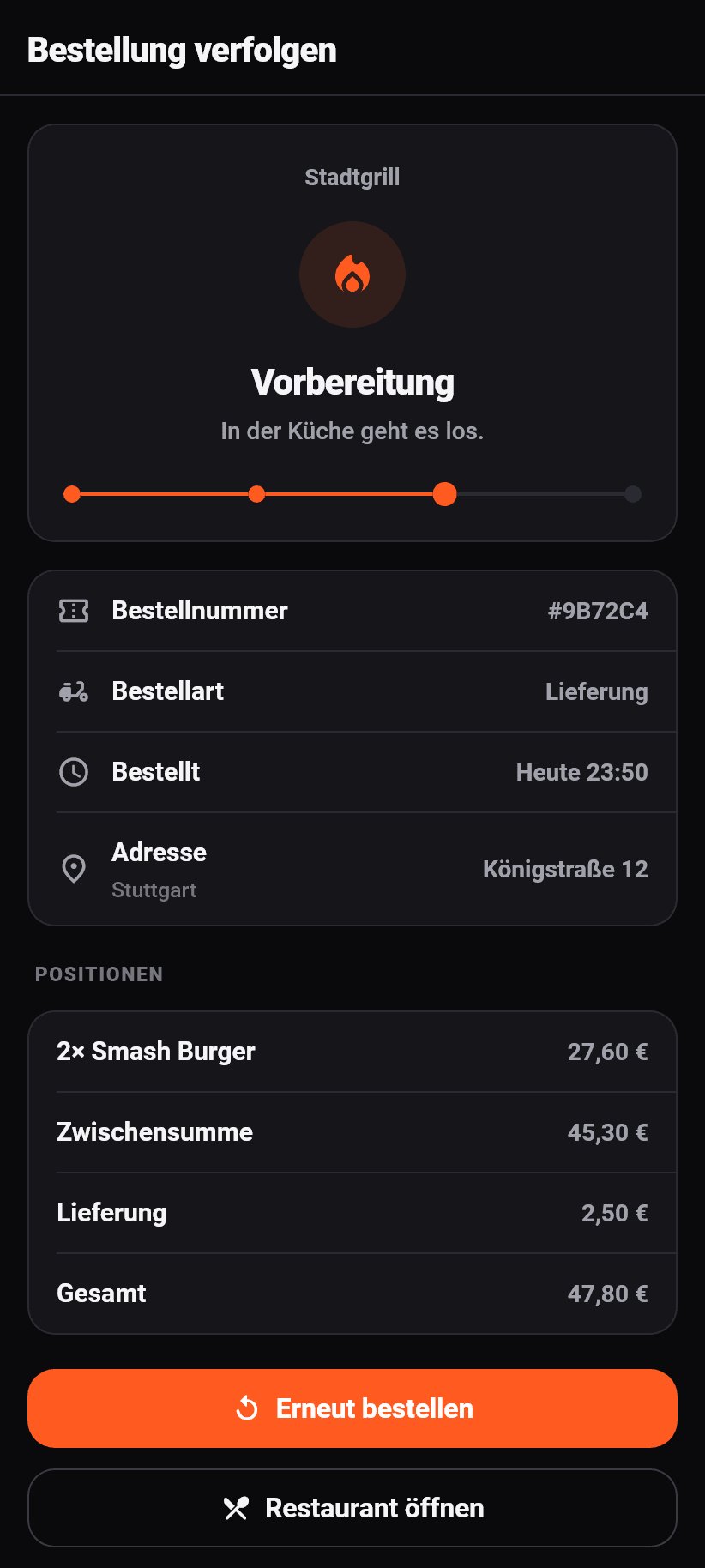 Die App für Gäste: Bestellung verfolgen