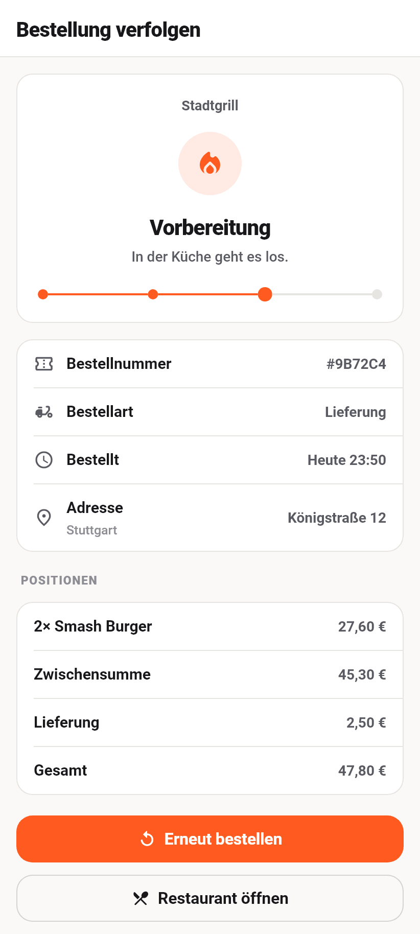 Die App für Gäste: Bestellung verfolgen