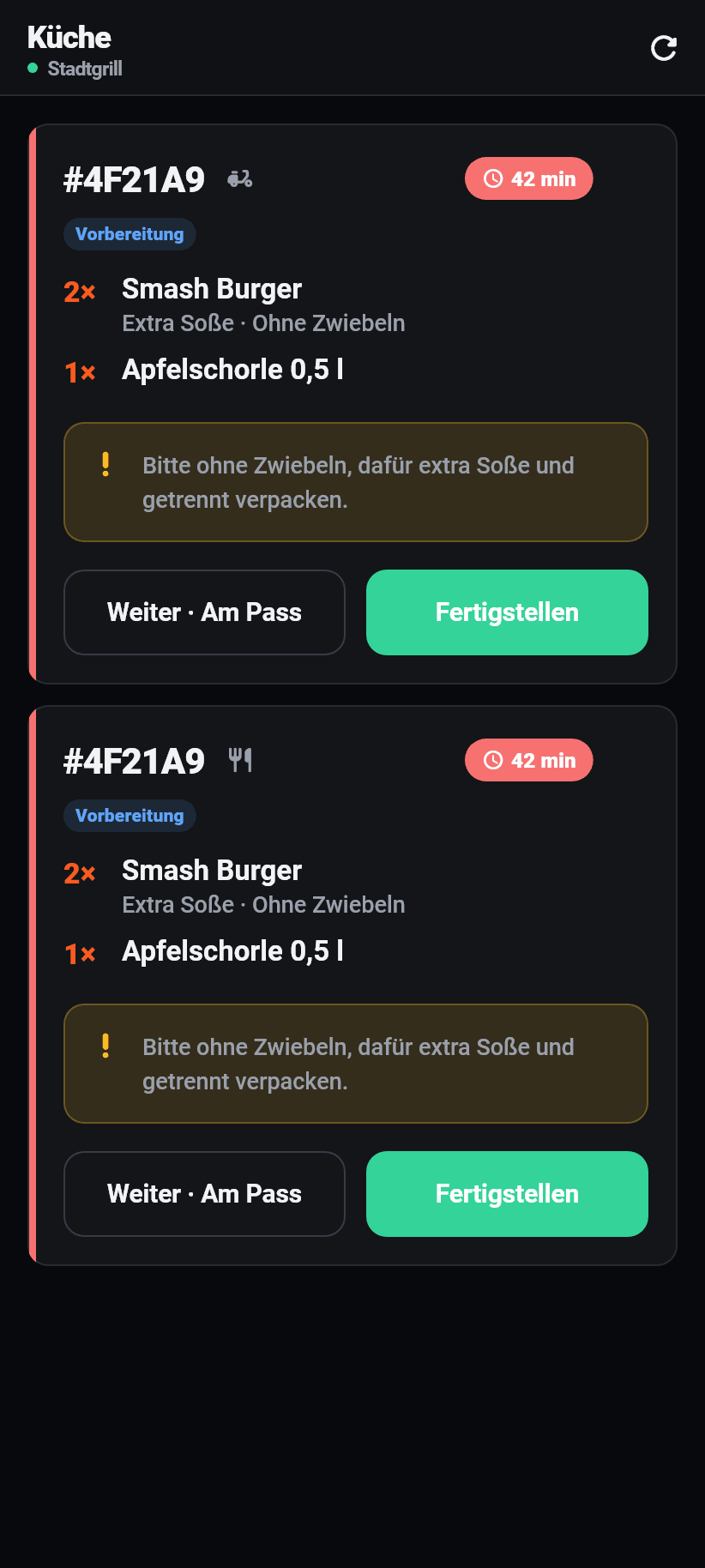 Die App für den Betrieb: Küche