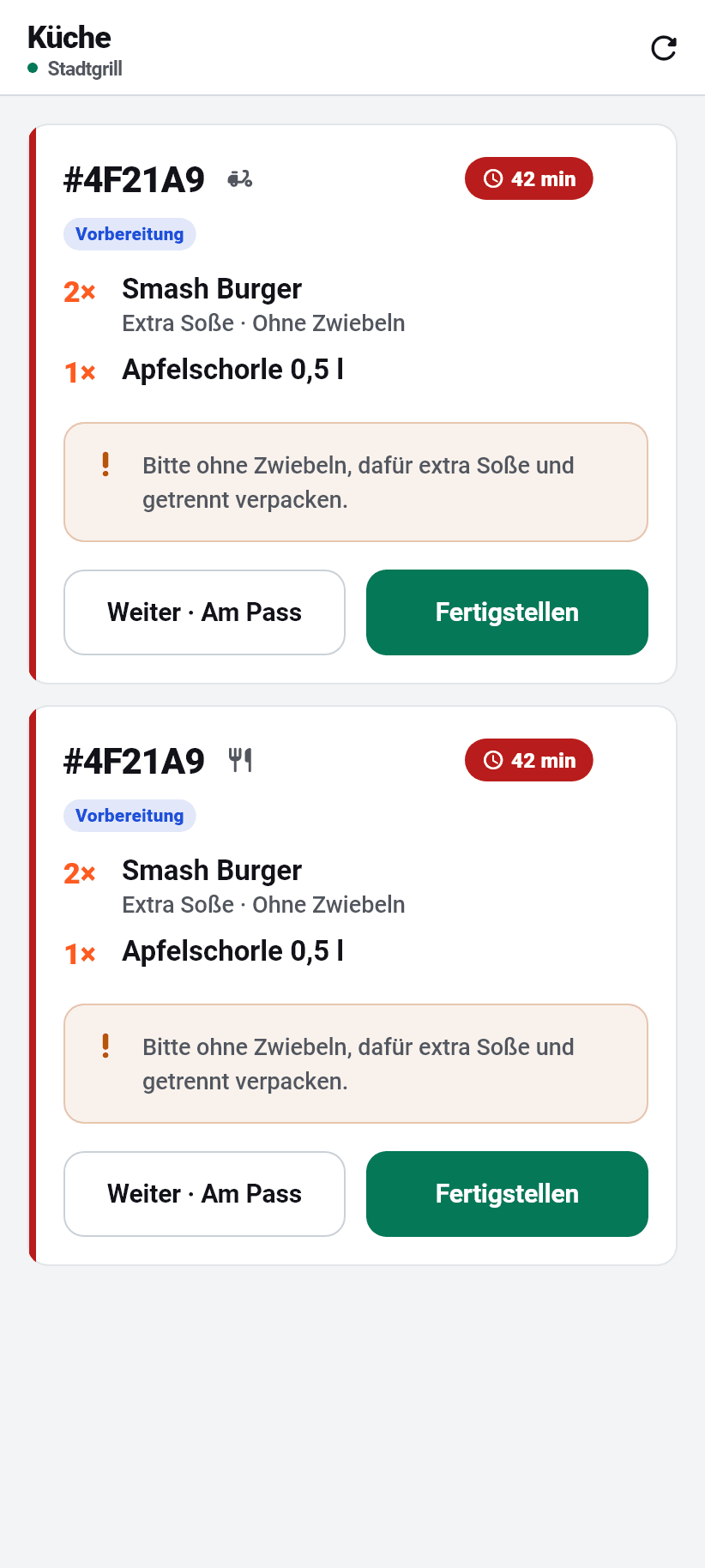 Die App für den Betrieb: Küche