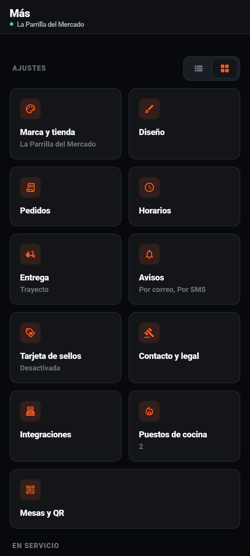 La aplicación para el negocio: La pestaña Más