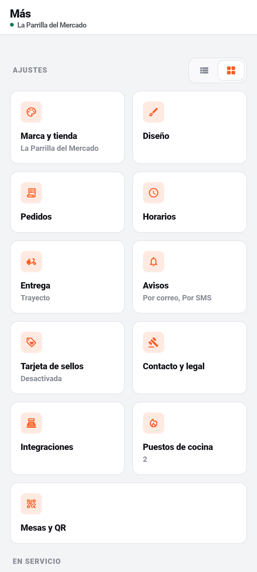 La aplicación para el negocio: La pestaña Más