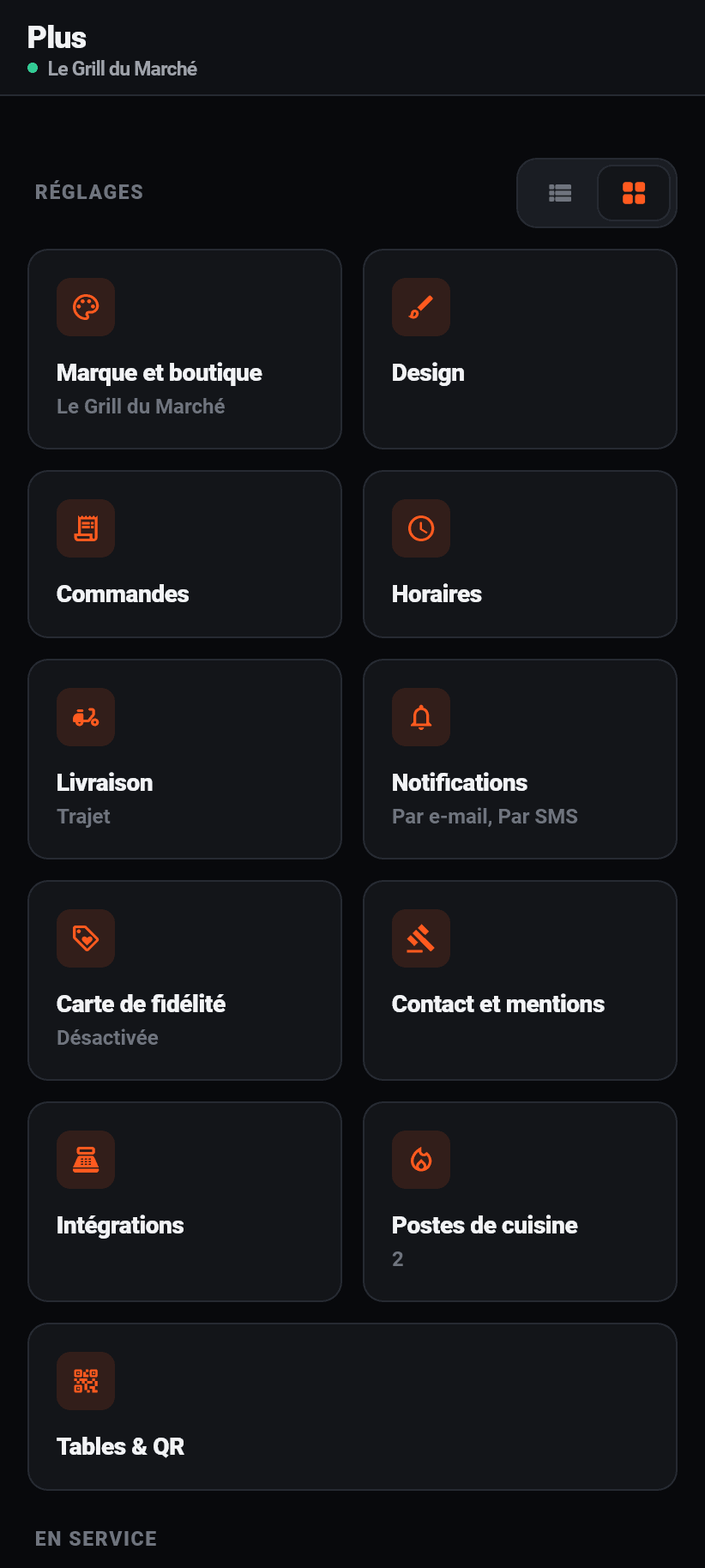 L'application pour l'établissement: L'onglet Plus