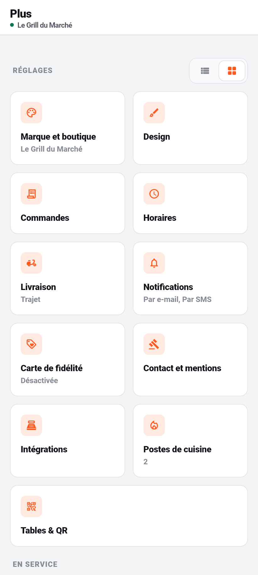 L'application pour l'établissement: L'onglet Plus