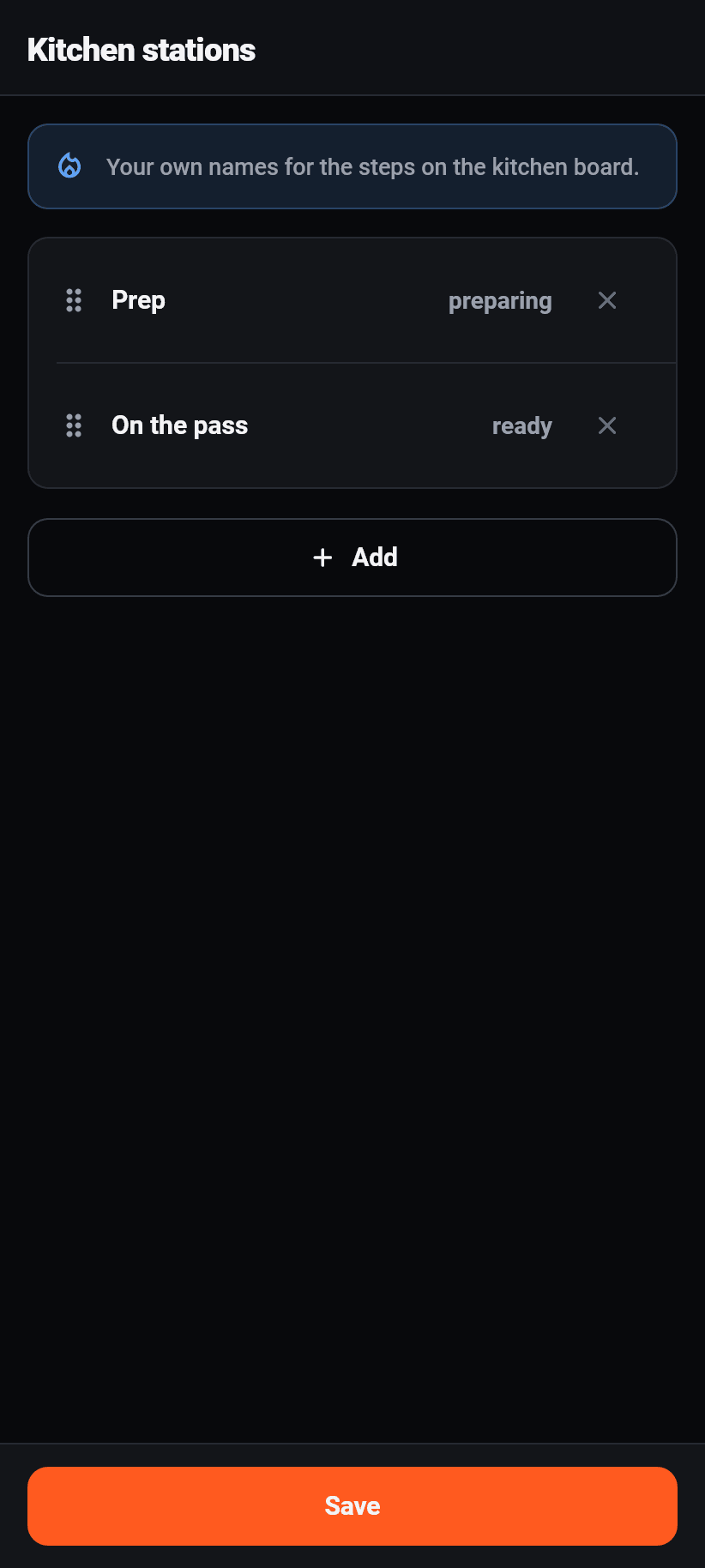 Settings in the app: Your stages