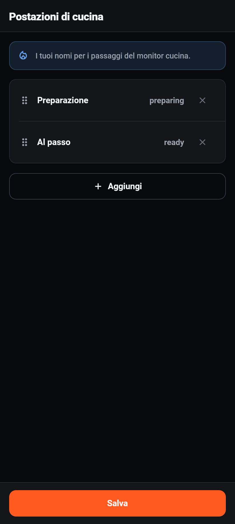 Le impostazioni nell'applicazione: I tuoi stati